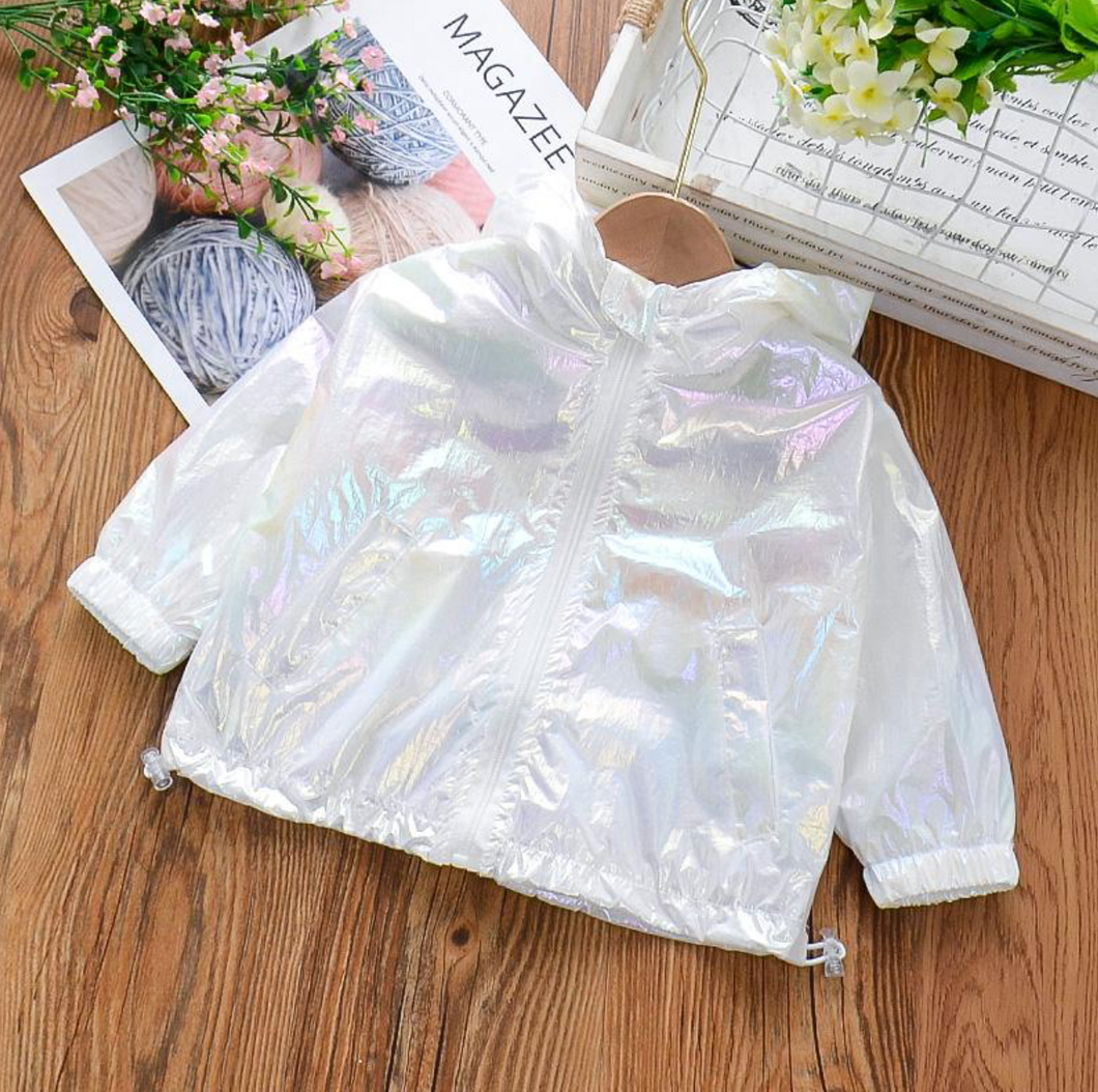 White Metallic Windbreaker